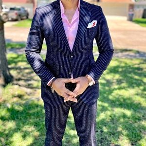 Moss London 44L(EU54L) Navy Pinstriped suit